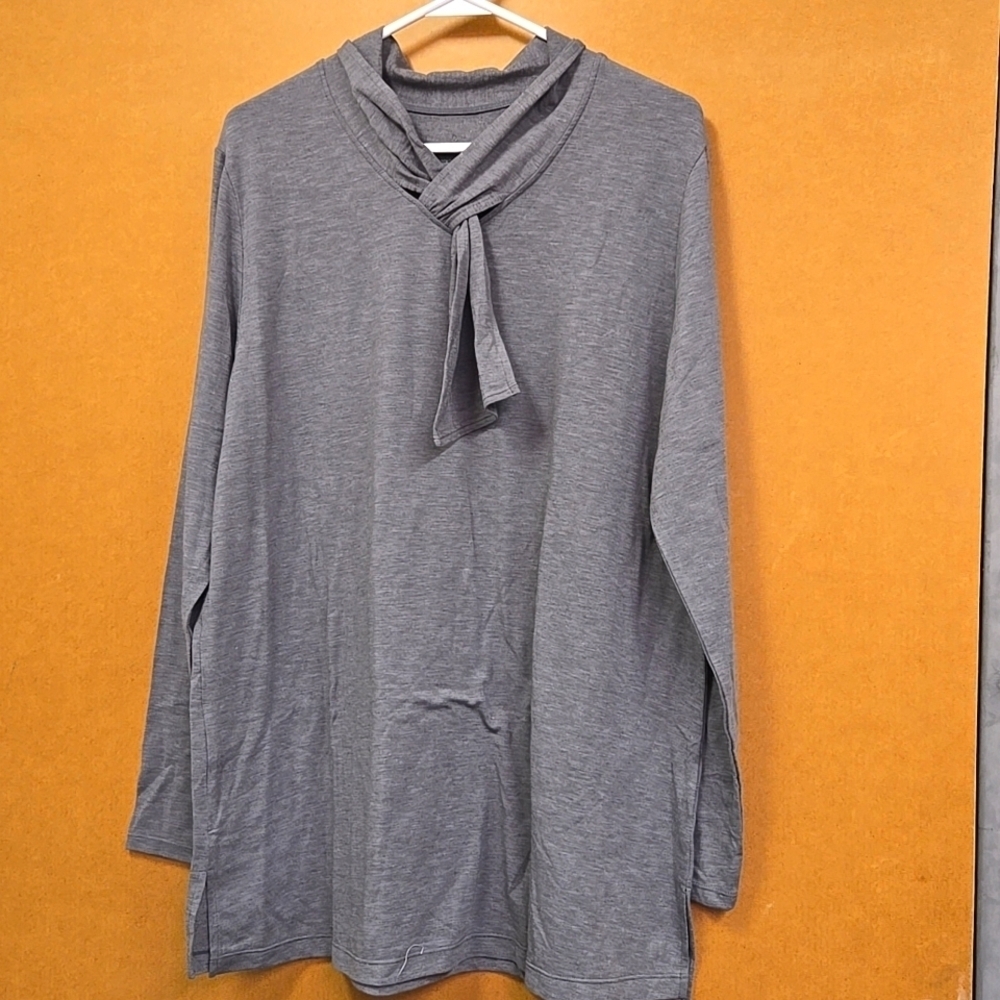 Cuddl Duds Size L Grey Tunic Length Longsleeve Top